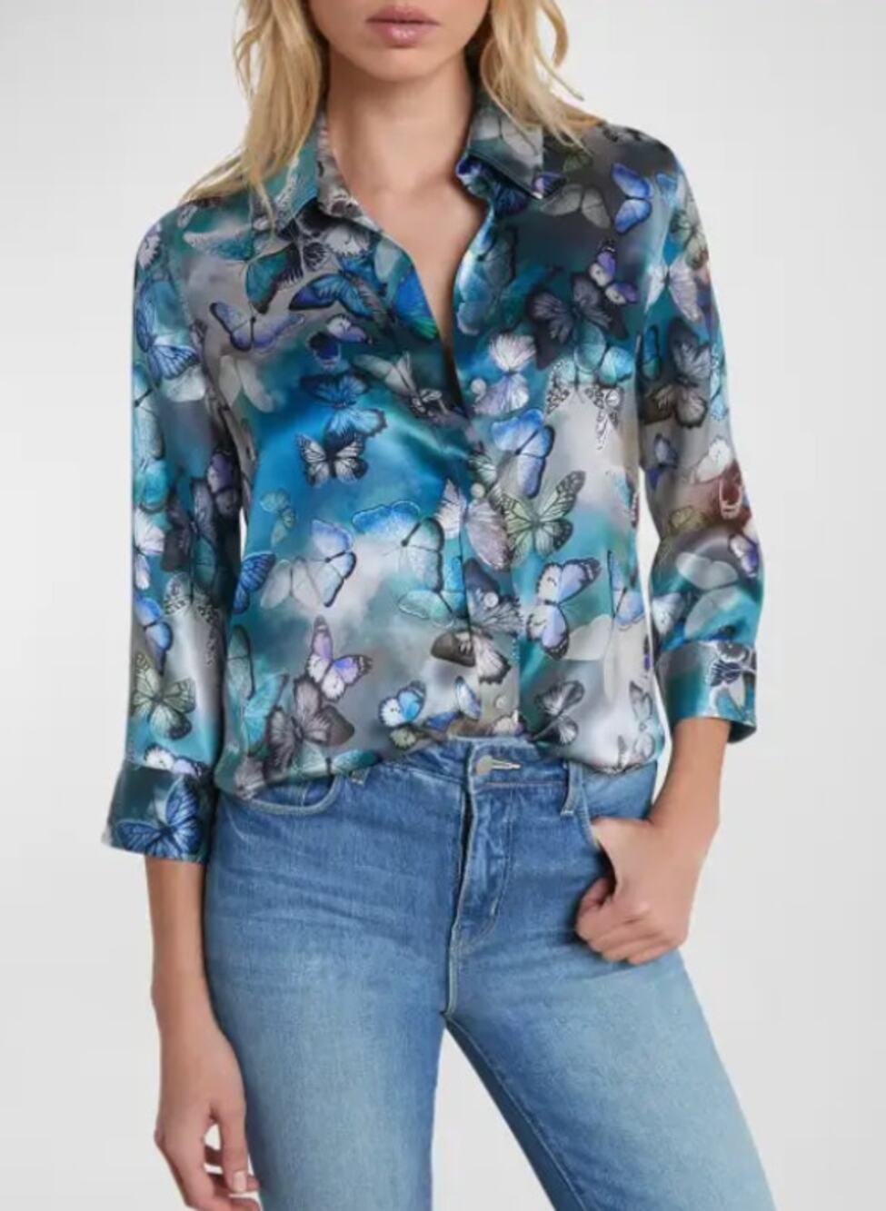 L'Agence Multi Cloud Butterfly Dani Silk Blouse size XS